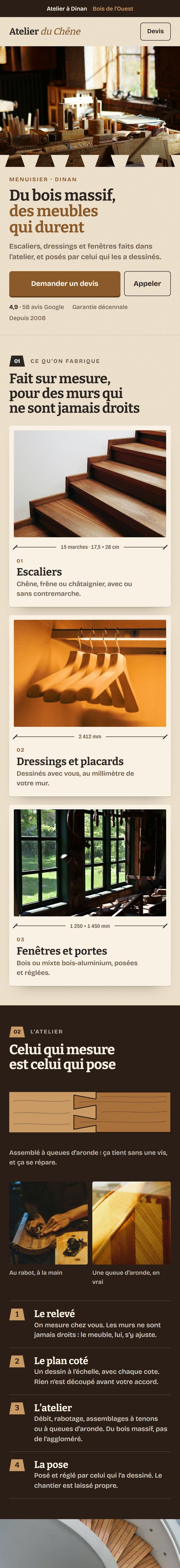 Exemple de site pour menuisier à Dinan
