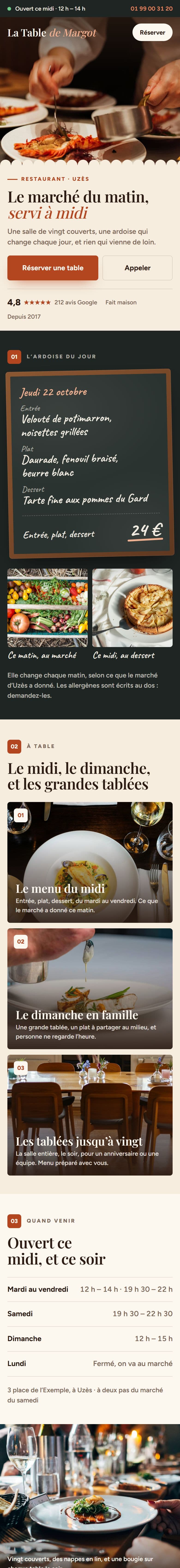 Exemple de site pour restaurant à Uzès
